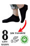 Women's Special Invisible Soft Cotton Lycra Combed Cotton Summer Booties Socks 8-Piece Comfortable Black Quality
