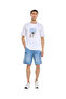 Faded Cargo Denim Shorts with Elastic Waist