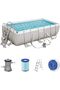 Power Steel Rectangular Steel Frame Pool Set with Filter Pump + Accessories, Grey - 7
