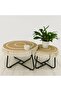 FFD Set of 2 Jute Nesting Tables with Metal Frame – Boho Chic Coffee Tables, Natural Jute Top - 7