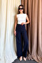 Women's High Waist Flared Leg Fabric Trousers 2225 - 2