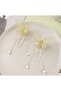 Zircon Stone Pearl Hanging Butterfly Model Gold Color 6.5 cm Metal Women's Latch Buckle (1 Piece) - 2