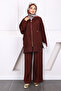 Burgundy Zippered Tunic Pants Suit