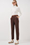 Women's Pleated Belted Fabric Trousers Brown 1276 - 3
