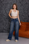 Women's High Waist Stretchy Faded Effect Vintage Palazzo Jeans - 7