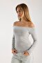 Women's Long Sleeve Wide Neckline Stretchy Blouse – Modern and Elegant 3007