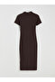 Lcw Vision Brown Polo Collar Ribbed Dress - 6