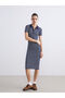 Rmz Gi̇yi̇m Farkiyla Devrik Roba Collar Striped Dress