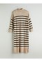 Lcw Modest Black Mock Neck Striped Knitwear Dress - 7