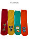 4-Piece Animal Figured Colorful Women's Combed Cotton Socks - 6