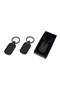 Square Faux Leather Pocket Mirror - Keychain - Stone Pen Set - Black - 4