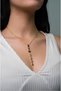 7 Colors Element Crystal Stone Y-Shaped Necklace Tarnish-Free Gold Women's Crystal Stone Steel Necklace - 5