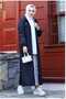 Women's Armine long striped trench coat overcoat - 4