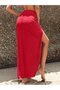 Women's High Waist Side Gathered Long Tulle Detailed Pareo - 4