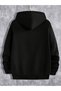 Black Men's Black Wolf Printed 3 Thread Hooded Hoodie - 2