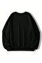 Black Women's Black Figure Rabbit Printed Crew Neck Oversize - 2