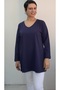 Navy Blue V-Neck Size Whole Coming Low Sleeve Combed Viscose T-Shirt