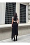 Women's Black High Waist Elastic Waist Lace Eyelet Embroidery Asymmetrical Cut Bohemian Summer Midi Skirt - 4