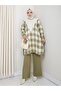 Women's Modest Hijab Checkered Pattern Long Sleeve Knitwear Tunic - 4