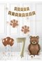 Brown Paw - Retro Bear Foil Balloon - Retro Birthday Set - Kraft Happy Writing Age 7