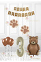 Brown Paw - Retro Bear Foil Balloon - Retro Birthday Set - Kraft Happy Writing Age 3