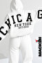 Unisex Men Women Chicago New York Est Printed Oversize 3 Thread Hooded Bottom Top Tracksuit Set - 2