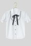 Girls' White Short Sleeve Shirt with Black Bow and Piping Detail April 23 October 29 Performance Outfit - 5