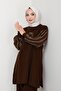 Women's Casual Model Sleeve Patterned Hijab Brown Knitwear Tunic - 3