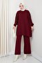 Women's Casual Model Sleeve Patterned Hijab Burgundy Knitwear Tunic - 3