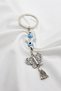 Silver Colored Metal Tassel Blue Evil Eye Beaded Butterfly Keychain, Wreath Keychain - 6