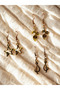 Set of 3 Women's Earrings - Zamak Plated Earrings |   Star, Musical Note (Left Key), Leaf Authentic Motif Earrings