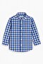 Boy's Blue and White Checkered Long Sleeve Cotton Shirt – Buttoned with Pocket - 2