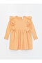 Mg Trenden Orange Crew Neck Long Sleeve Basic Baby Girl Dress - 3