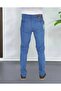 Classic Cut Blue Stretch Fabric Men's Classic Jeans with Side Pockets Stretch Fabric High Waist - 4