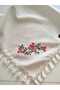 Soft Organic Authentic Double Sided Embroidery Embroidered 95X95 cm Fringed Linen Tablecloth - 5
