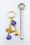 Gold Colored Evil Eye Beaded Wreath Ottoman Tughra Keychain, Evil Eye Gift Bag Ornament - 4
