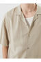 Comfortable Fit Collar Short Sleeve Linen Blend Men's Shirt - 3