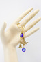 Gold Colored Evil Eye Beaded Wreath Ottoman Tughra Keychain, Evil Eye Gift Bag Ornament - 5