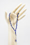 Navy Blue Glass Evil Eye Beaded Silver Beaded Tassel Prayer Beads, Evil Eye Beaded Gear Ornament - 6