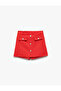 Buttoned Pocket Detailed Tweed Shorts Skirt