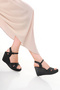 Black Women's Wedge Heeled Shoes - 2