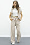 Brown Buttoned Vest Set Wide-Leg Belted Trousers Girls' 2-Piece Set 21011
