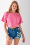 Women's Crew Neck 100% Cotton Basic Crop T-Shirt Pink - 925007 - 3