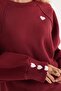 Women's Regular Fit Classic Cut 100% Cotton Printed Crew Neck Burgundy Sweatshirt - 3