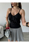 Blouse with Rope Strap Flywheel Detail Black - 4