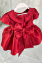 Red Baby Collar Bird Sleeve Cotton Lined Bow Evening Dress - 4