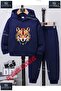 Children's Unisex "Wolf Head Colorful Geo" Special Printed Hooded Tracksuit Set
