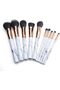Professional 10 pcs Makeup Brushes Professional Marble Pattern Cosmetic Make Up Brush Tools (White) - 3