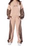 Girl's Heart Patterned Stripe Detail Color Gradient Beige Tracksuit Set