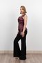 Women's Summer Claret Red Side Belted Datayli V-Neck Sleeveless Blouse 70028 - 4